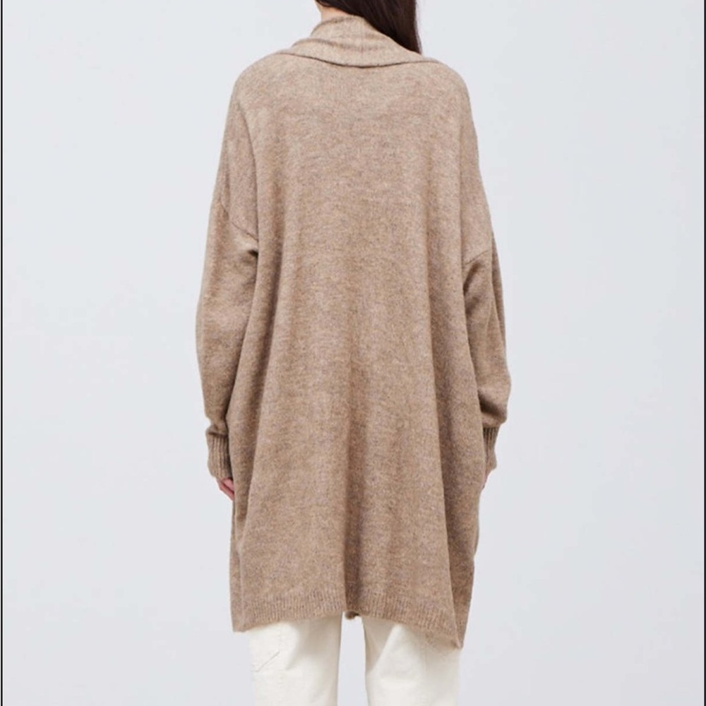 Grade & Gather Cozy Tan Open Front Cardigan Duster with Pockets - Picture 8 of 13